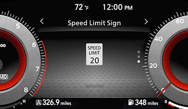 2022 Nissan Rogue display showing Traffic Sign Recognition.