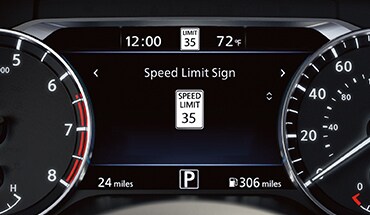 2023 Nissan Sentra drive assist display screen showing Traffic Sign Recognition.