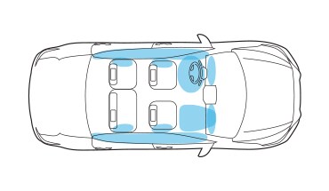 2023 Nissan Sentra illustration of advanced airbag system.
