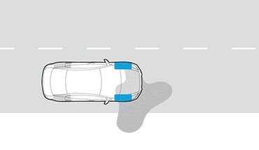 2023 Nissan Sentra illustration of car avoiding puddle using Traction Control System.