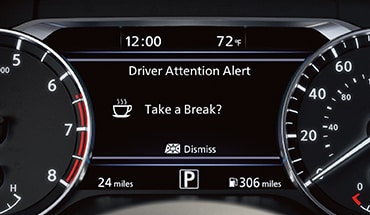 2023 Nissan Sentra drive assist display screen showing Intelligent Driver Alertness monitor.