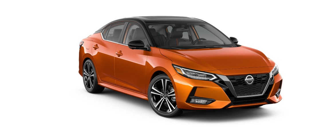 2023 Nissan Sentra SR premiunm package in Monarch Orange Metallic on a white background.
