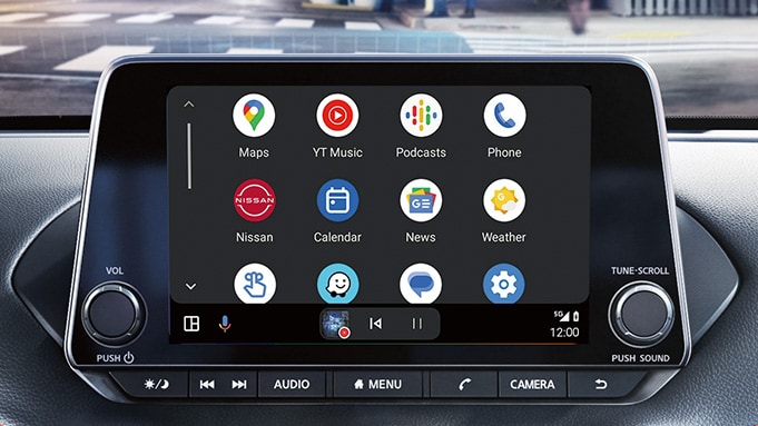 2024 Nissan Sentra showing touch-screen with Android Auto apps.
